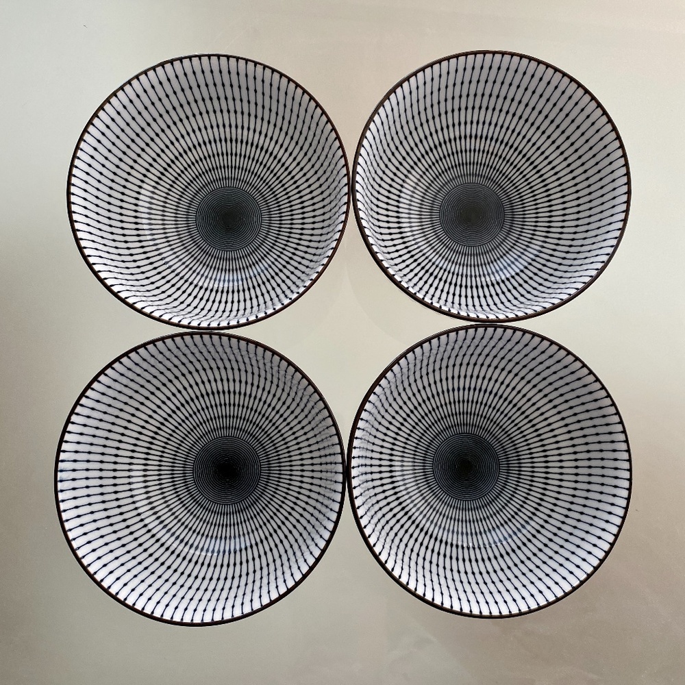 NWT - Set of 4 Small Bowls - White Blue Brown